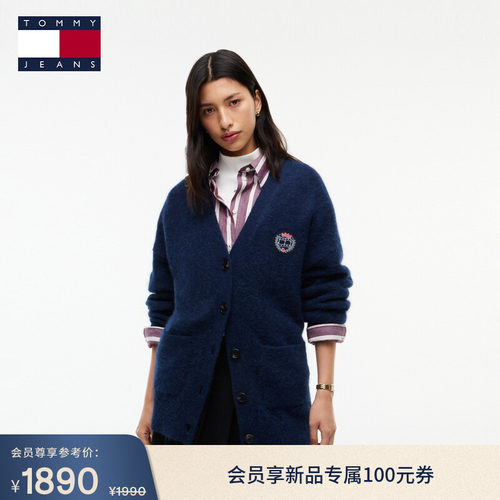 Tommy女装含羊毛V领落肩开衫