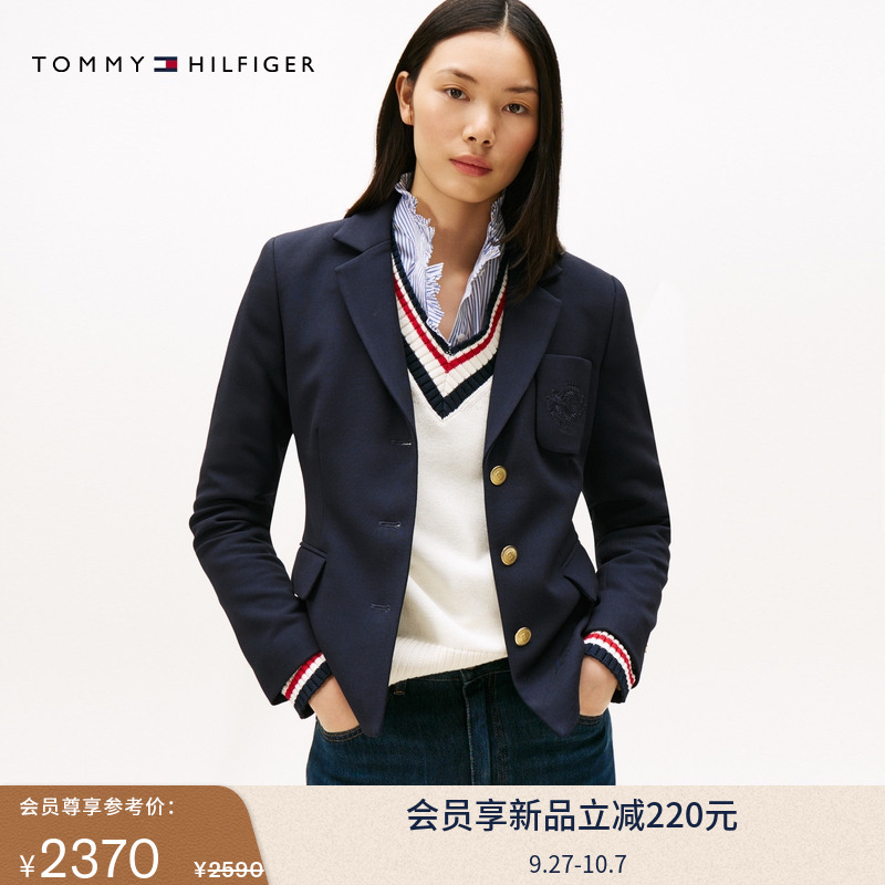 Tommy女装徽章刺绣修身西装外套