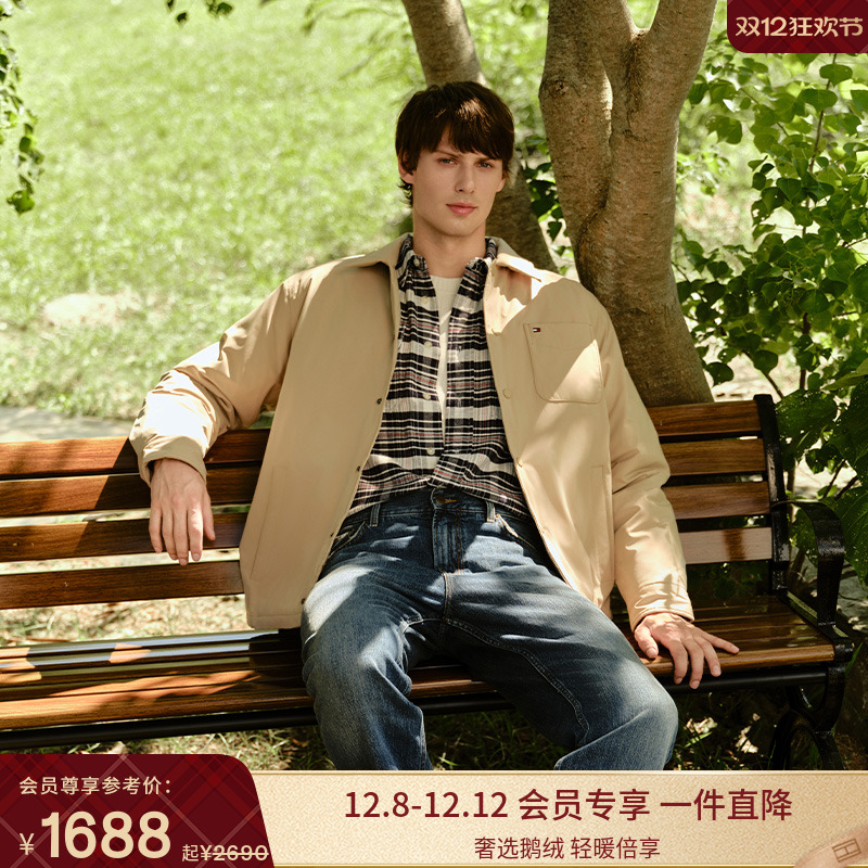 Tommy男装轻薄鹅绒翻领羽绒服