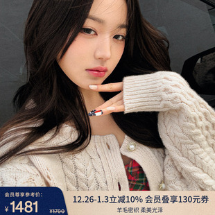 25秋冬女宽松麻花开衫 英同款 张元 新年礼物 TOMMY GIRL潮酷系列