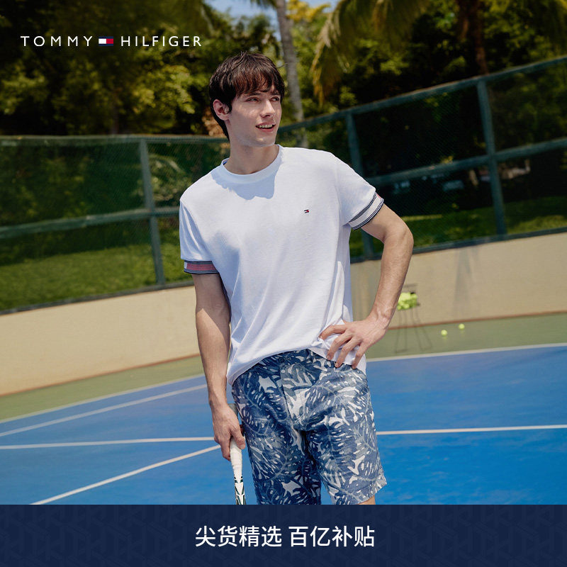 Tommy男装纯棉撞色袖口短袖T恤图片