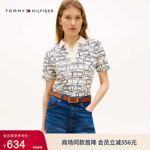 Tommy女装1985旗标满印POLO衫