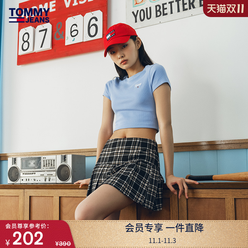 Tommy女装简约刺绣修身短袖T恤