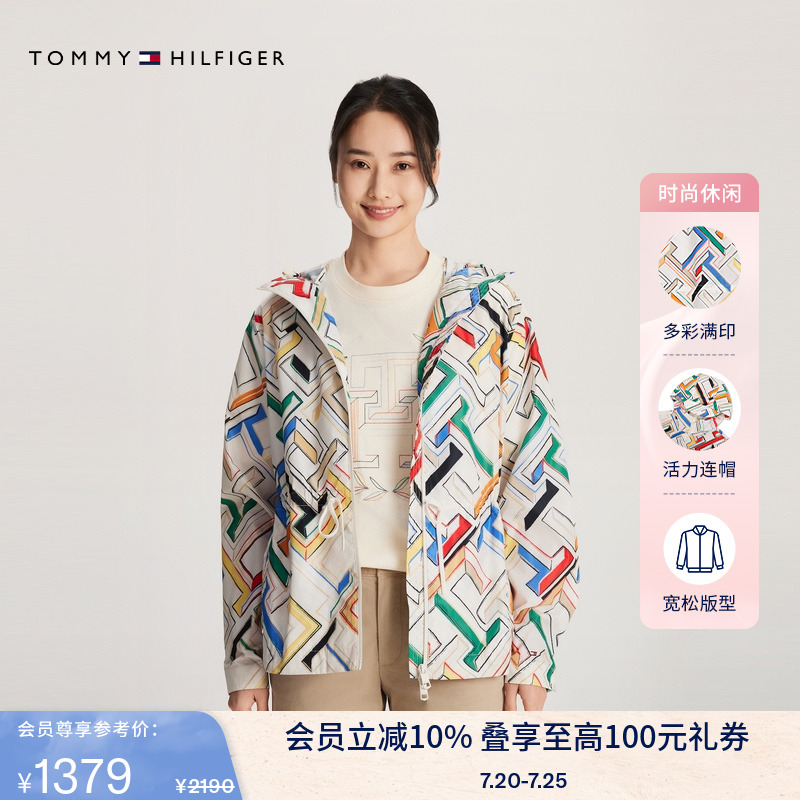 Tommy女装彩色字母系带宽松夹克