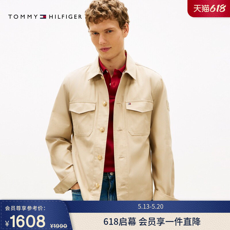 【520礼物】Tommy26春夏新款男复古轻薄衬衫翻领工装贴袋夹克外套