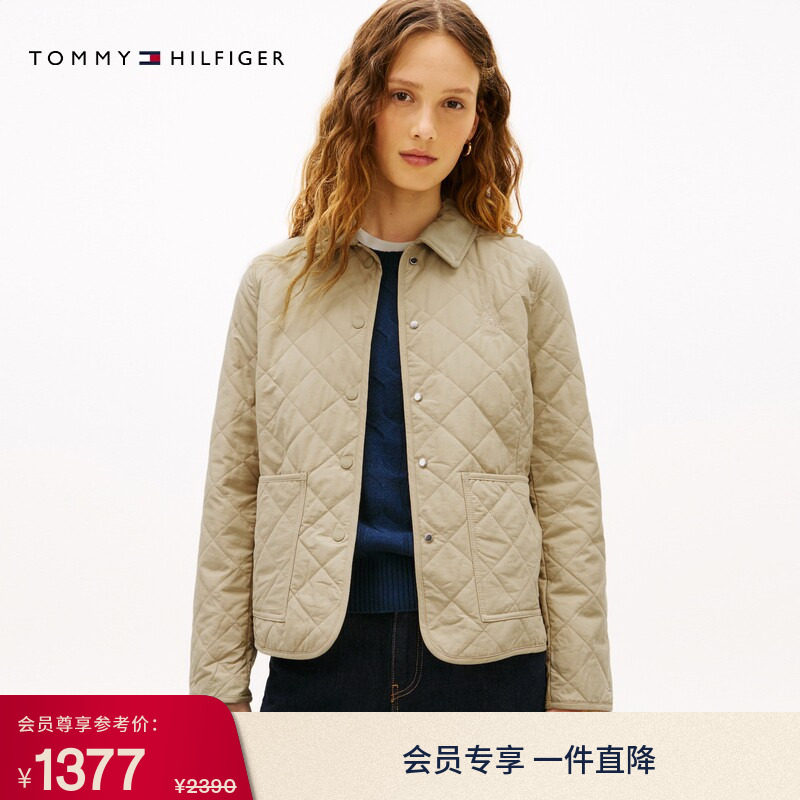Tommy女装轻薄菱格修身棉服外套图片