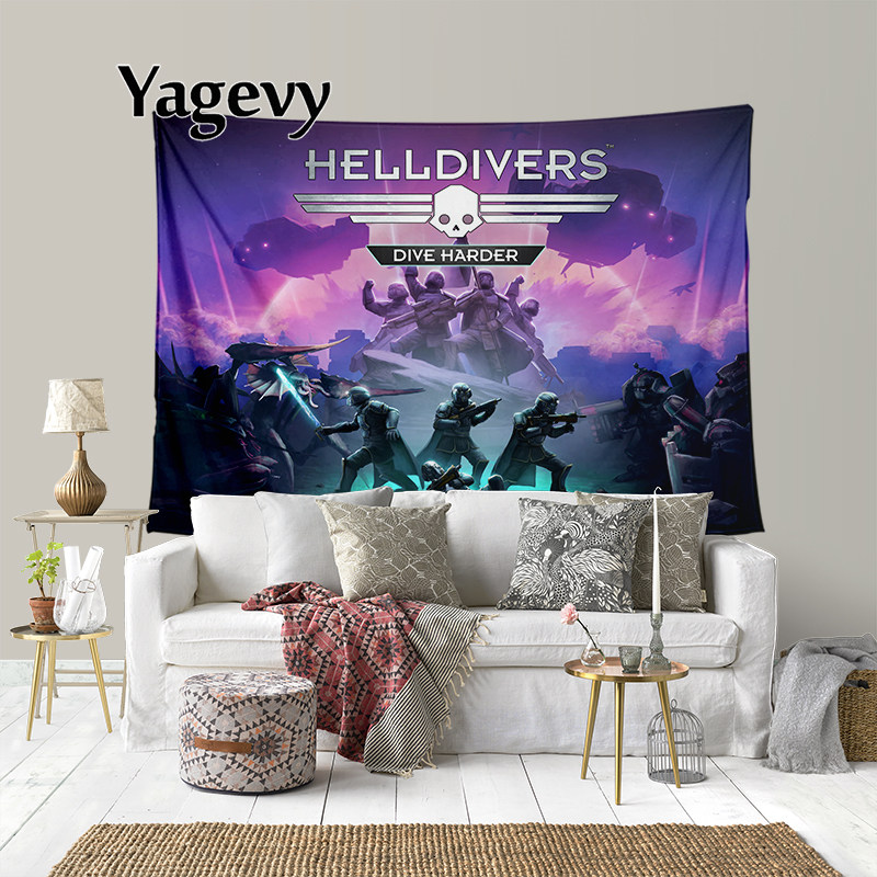 绝地潜兵2HELLDIVERS周边创意卧室游戏厅墙壁装饰背景布挂毯挂布