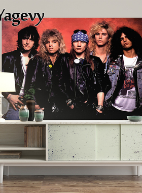 GunsNRoses枪花乐队挂布背景布酒吧厅摇滚墙布定制装饰工作室壁饰