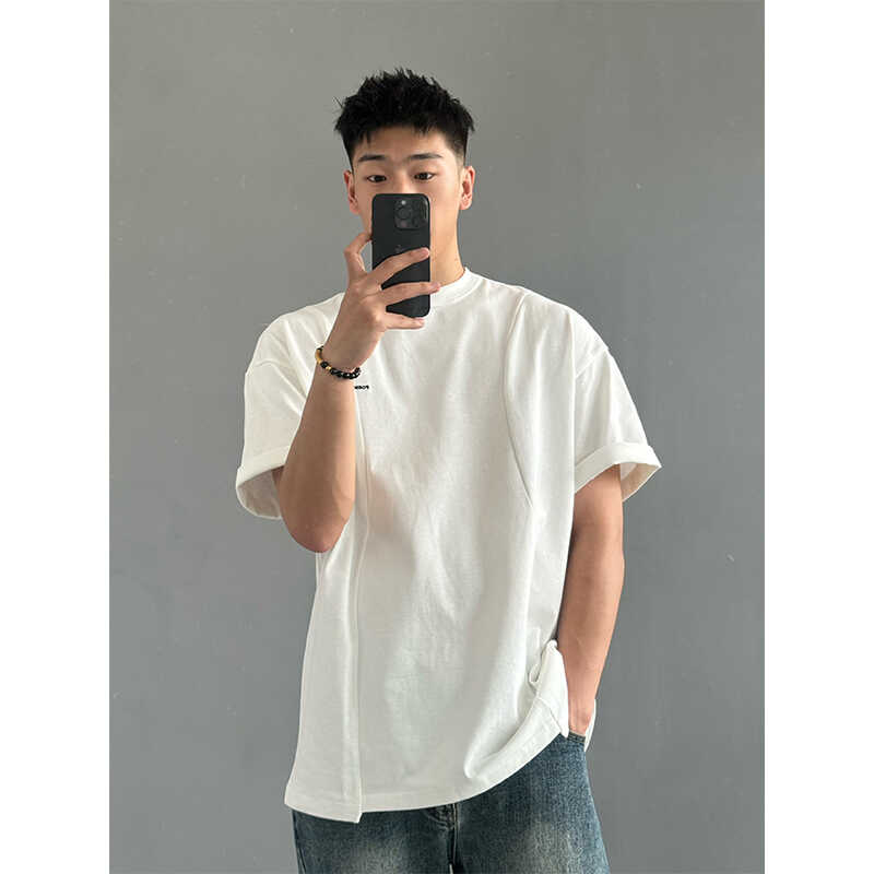 夏季新款布片拼接半袖T恤短袖