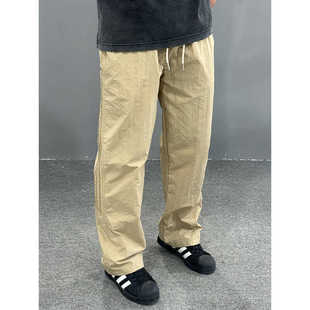 Three333美式运动工装裤男夏季薄款宽松直筒三条杠休闲长裤子男