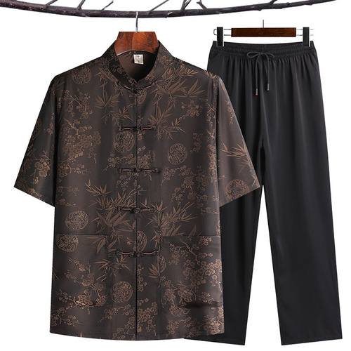 唐装男衬衫汉服爷爷复古衣服