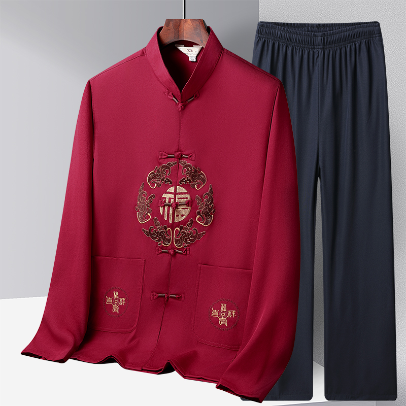 冰丝长袖唐装爷爷太极服