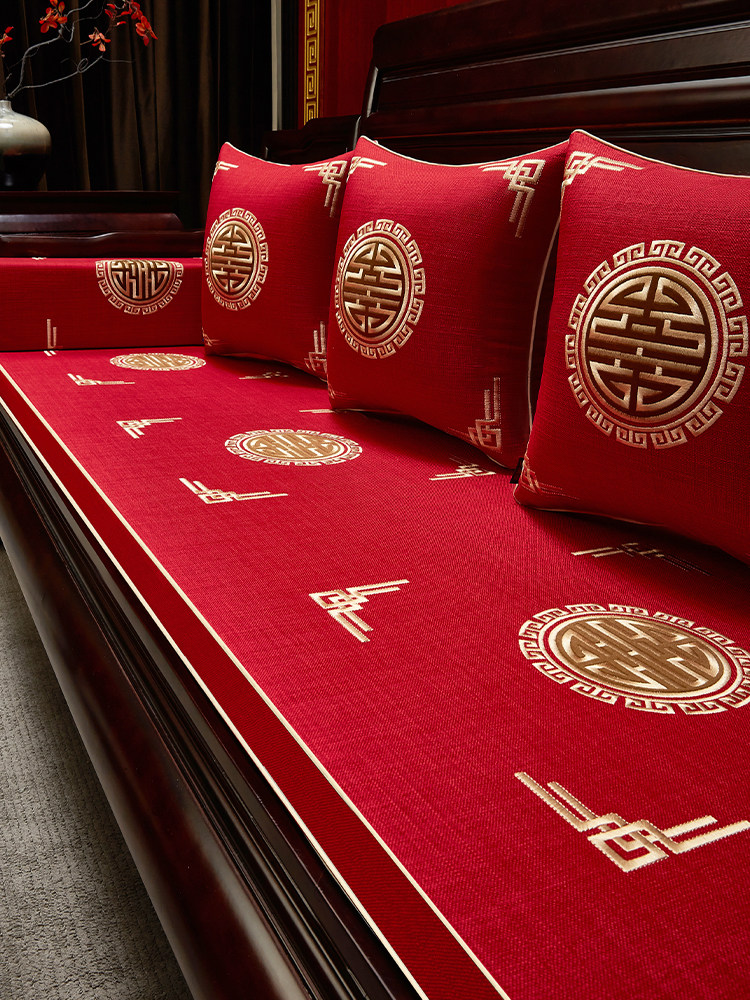 高端定制 中式红木家具沙发坐垫罗汉床实木沙发座垫 乳胶椰棕垫子