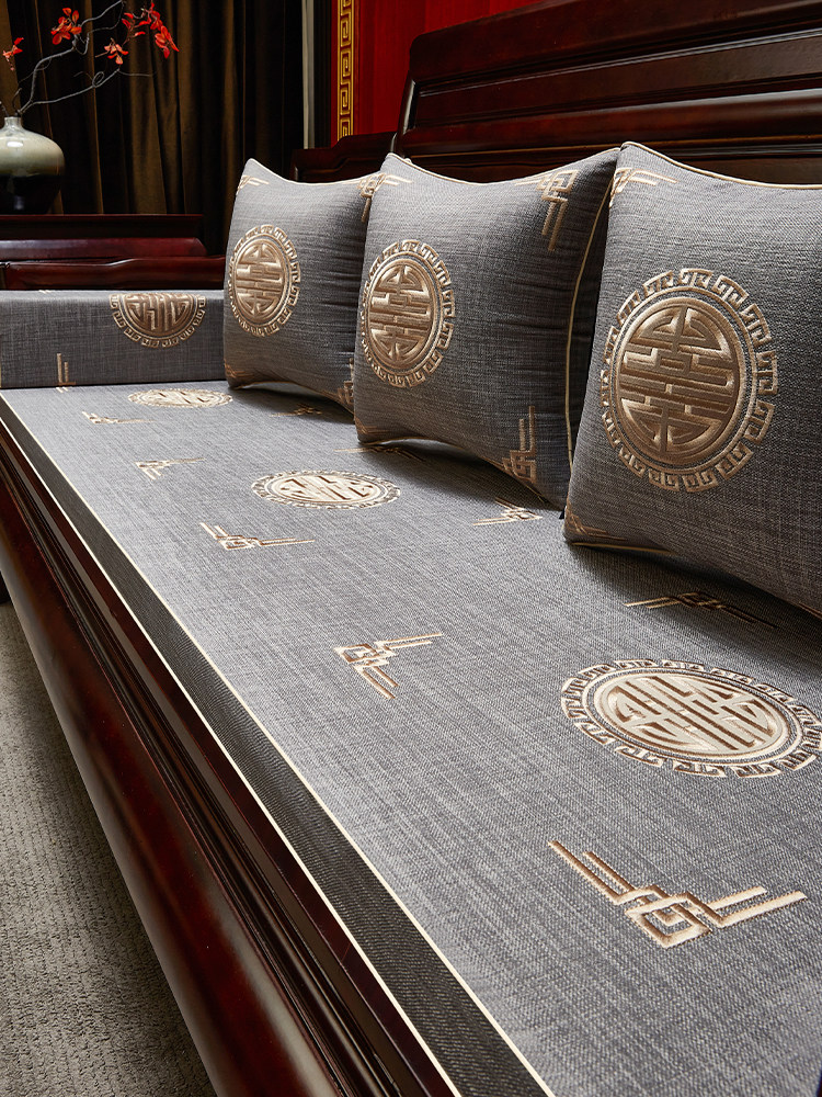 定制中式红木沙发垫沙发套坐垫实木罗汉床垫专用垫五件套海绵座垫