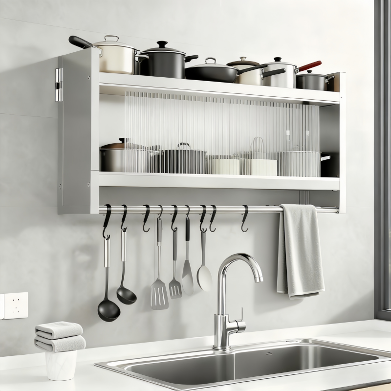 不锈钢免打孔置物架壁挂橱壁挂式