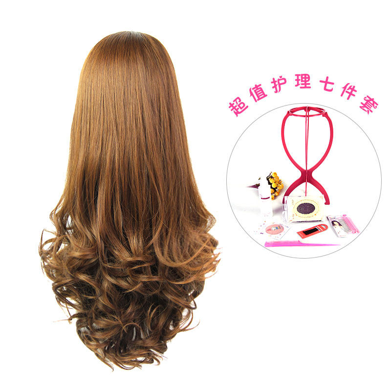 宫秀女士假发长卷发 蓬松 半头套梨花头 大波浪中分长发整顶假发