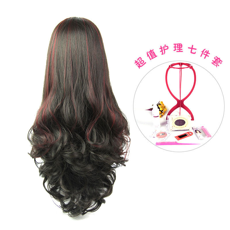 宫秀女士假发长卷发 蓬松 半头套梨花头 大波浪中分长发整顶假发