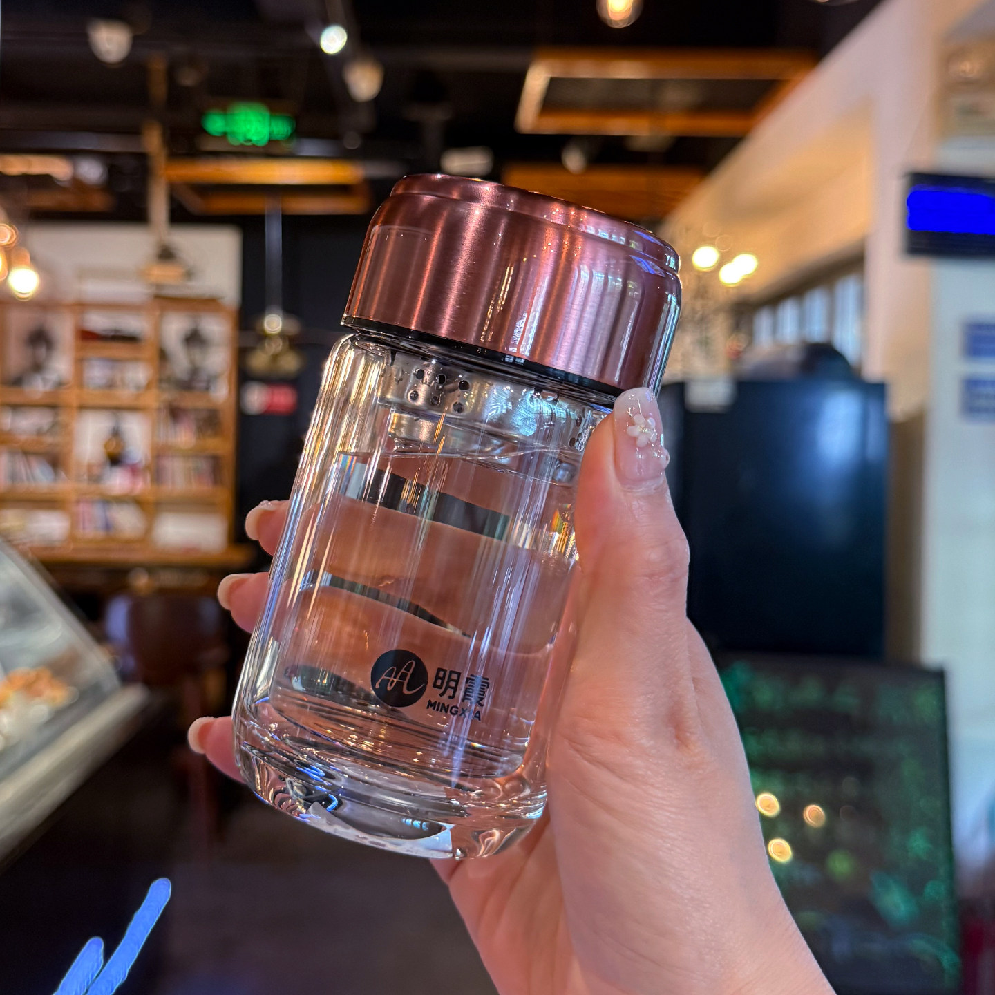 明霞迷你双层玻璃杯带茶隔防烫