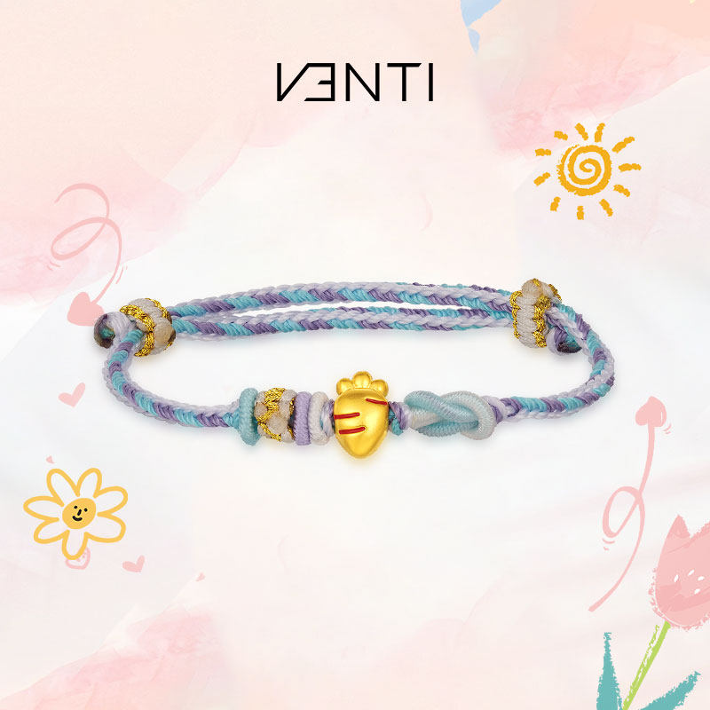 venti/梵迪黄金胡萝卜手链 足金3d硬金潮宏基旗下手串女款手绳
