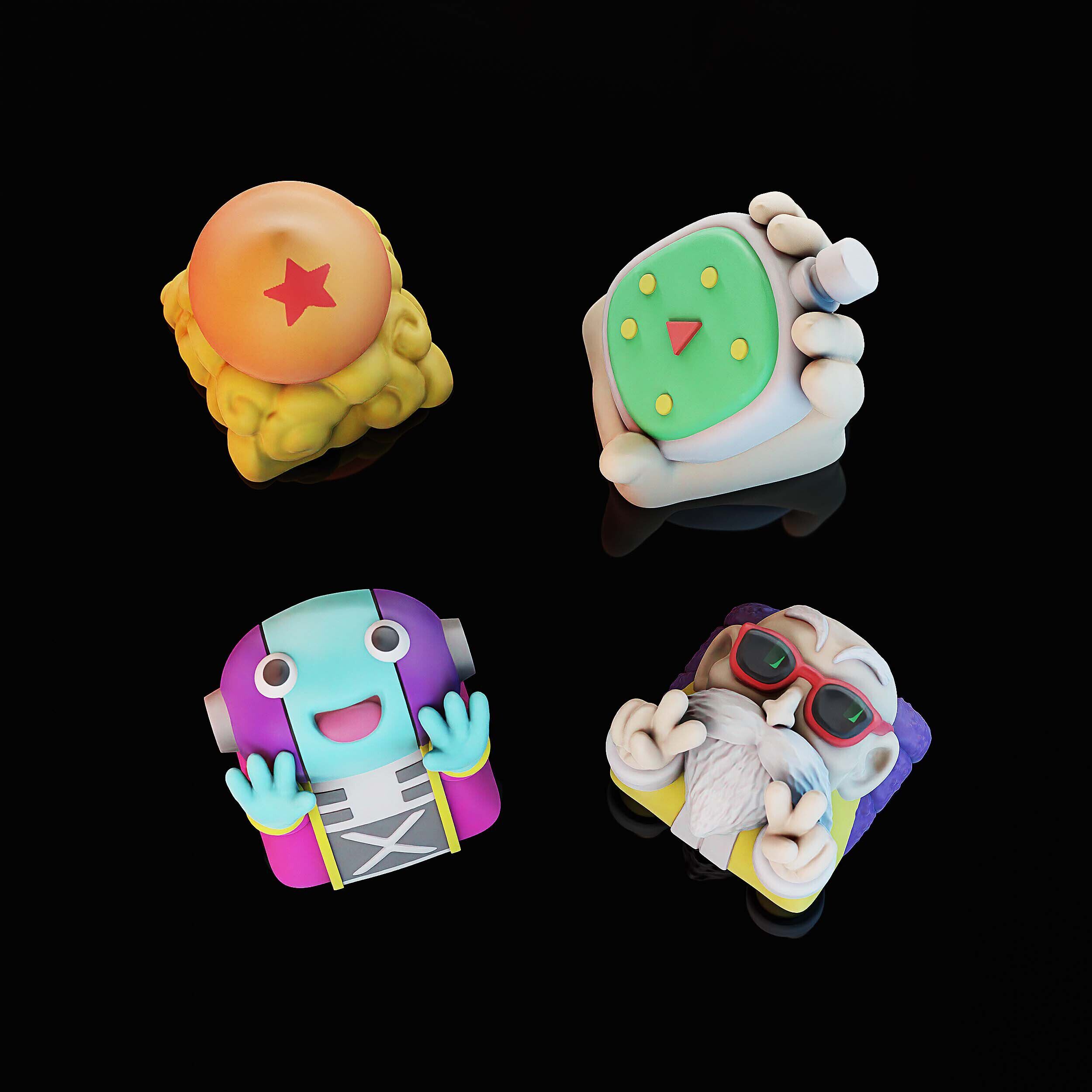 龙珠系列全王 龙珠雷达龟仙人个性化机械键帽客制化键帽手工上色