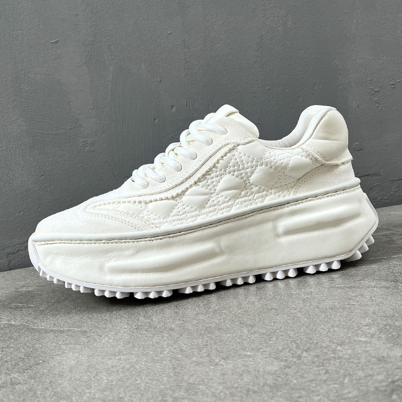 欧洲站男鞋设计师轻奢真皮休闲鞋潮牌时尚小白鞋厚底增高老爹鞋子