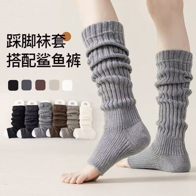 踩脚堆堆袜瑜伽裤袜套小个子2025新款冬保暖腿套针织配鲨鱼裤靴子
