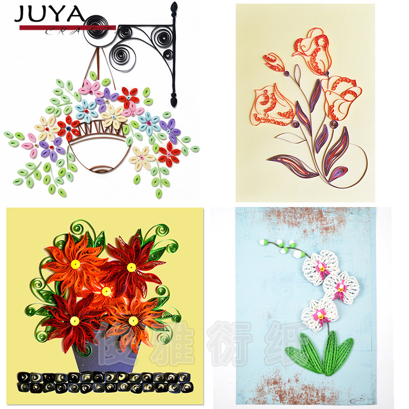 俊雅(juya)金盏菊 蝴蝶兰 吊兰花 郁金香 衍纸图纸线稿图