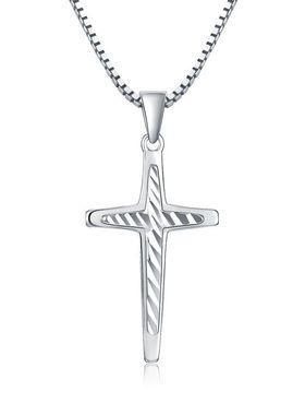 十字架吊坠925纯银镀白金项链