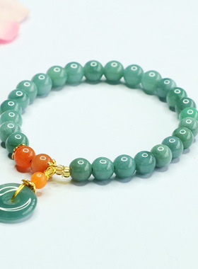 天然翡翠满色手串平安扣提溜手链