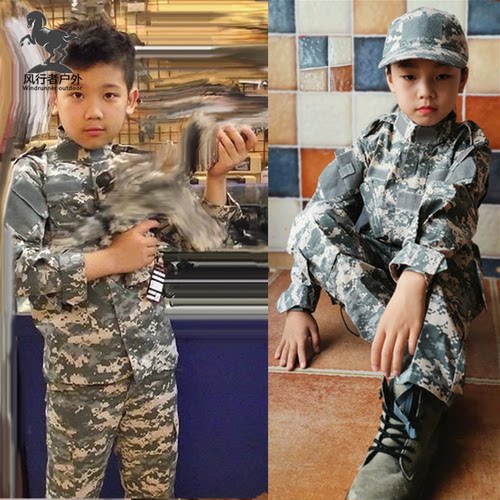 儿童迷彩服ACU迷彩黑金战狼