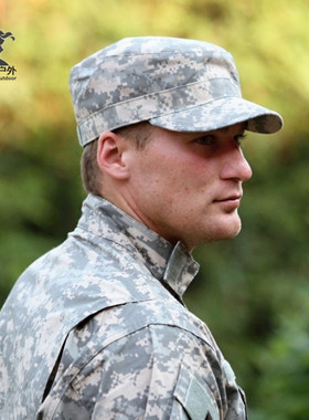 美式大兵ACU迷彩战术小兵帽户外耐磨训练帽军迷伪装平顶帽战斗帽