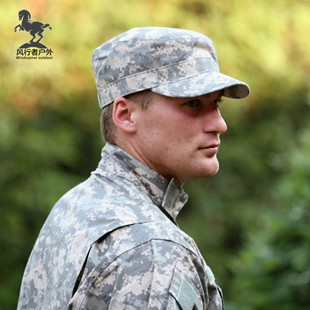 美式大兵ACU迷彩战术小兵帽户外耐磨训练帽军迷伪装平顶帽战斗帽