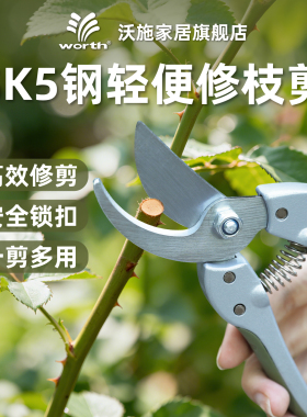 沃施worth修枝剪花卉花艺剪园艺果树树枝剪刀园林绿化修花剪子