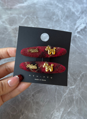 新年红色马上暴富发夹侧边夹刘海夹碎发夹一字夹鸭嘴夹本命年发卡