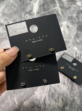 韩国简约气质金属字母猪鼻子耳钉小巧精致时尚百搭耳环高级感耳饰