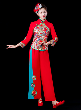 秧歌舞演出服装女2025新款东北喜庆腰鼓灯笼中国风扇子舞蹈表演服
