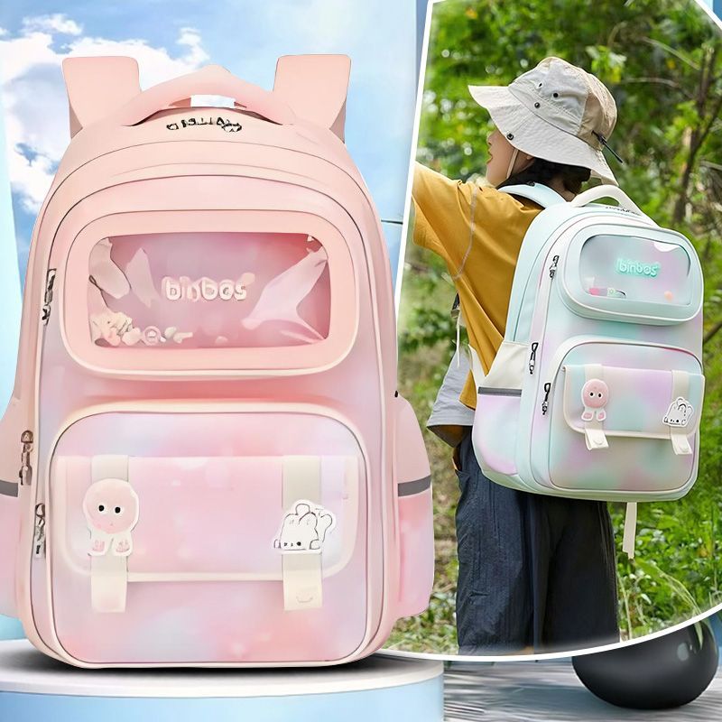 宾比新款小学生书包3-6年级护脊减负双肩包大容量耐用背包男女生