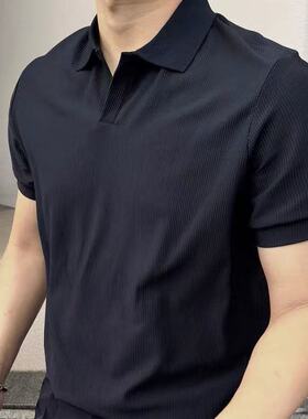 2026新款美式海鸥领polo衫翻领短袖男士通勤商务休闲半袖百搭