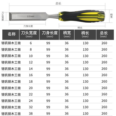 钒钢穿柄木工凿凿子平凿凿扁凿铬扁铲刀心钊子具木工木工开槽木凿