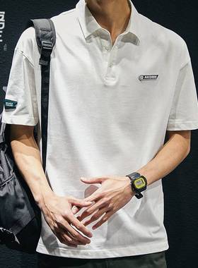 230g重磅Polo衫夏季男士短袖翻领白色t恤潮流ins宽松纯色大码体恤
