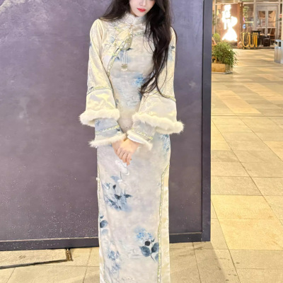 国风新中式改良旗袍清宫晚香玉