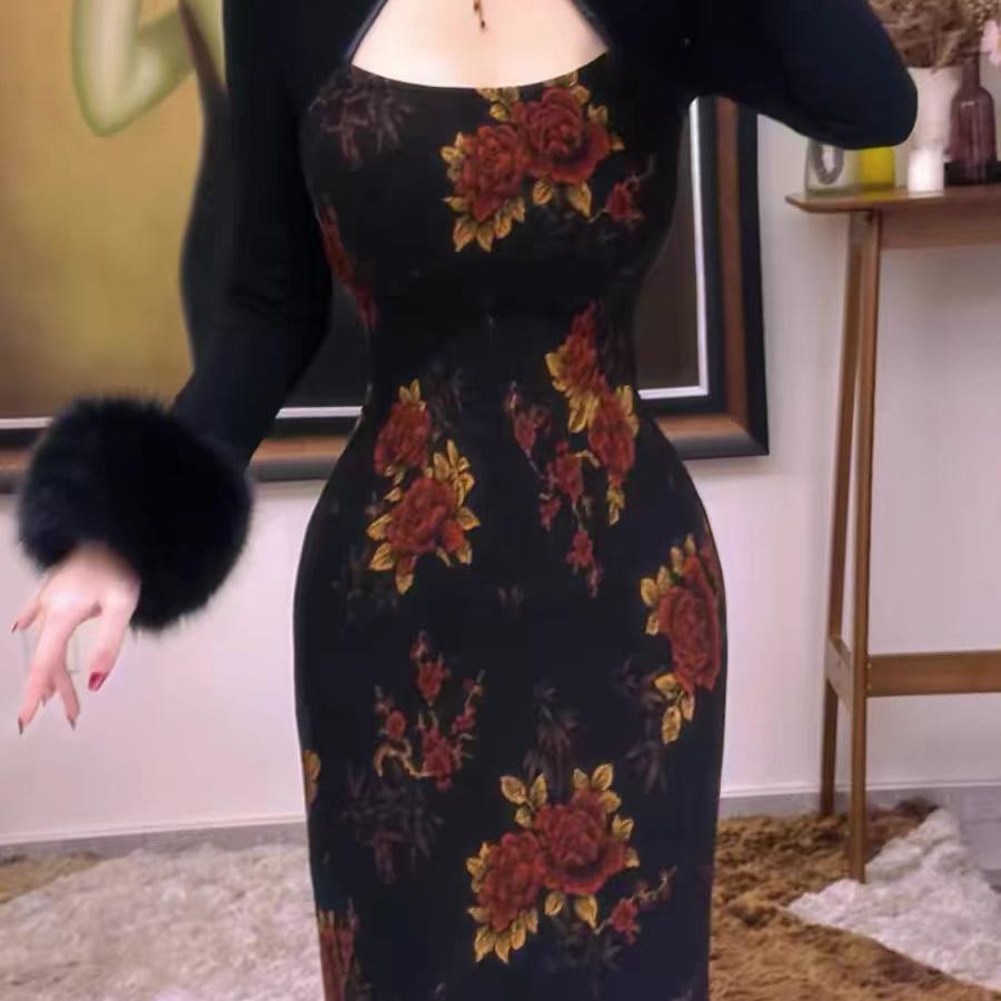 新中式修身高端旗袍连衣裙国色