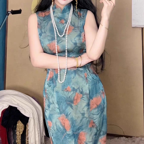新中式港工复古旗袍连衣裙女留恋