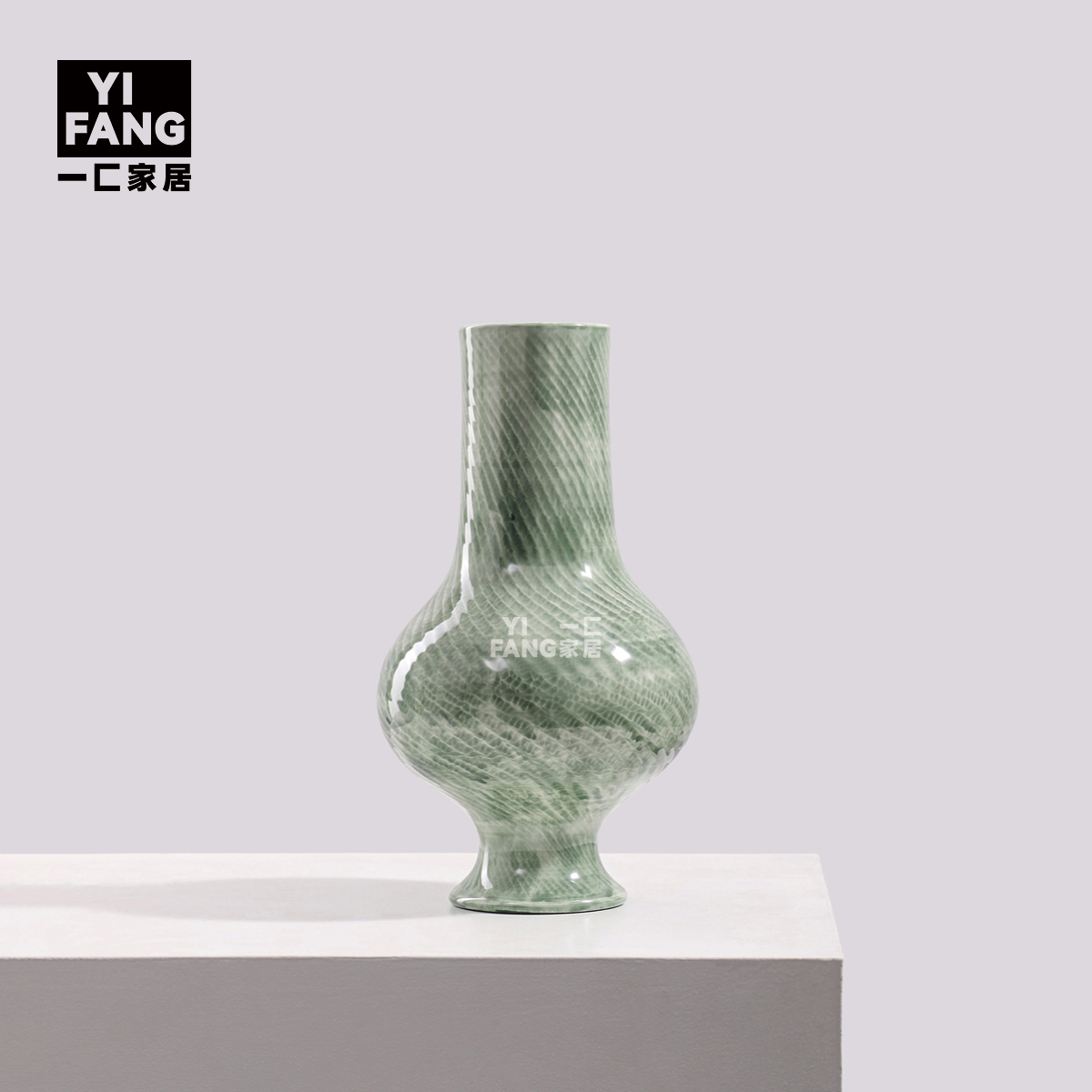 一匚新中式纹理陶瓷花器装饰品
