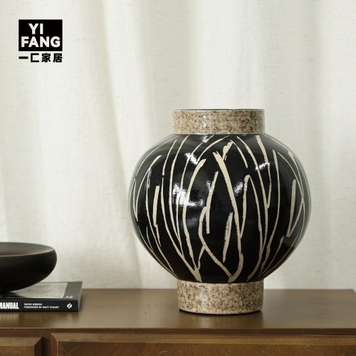 一匚中古手绘肌理陶瓷花器