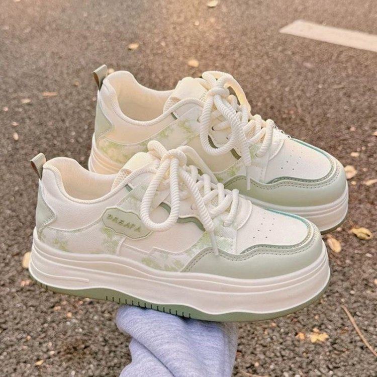 小众设计感绿色网面透气板鞋女ins学生百搭流行板鞋通勤休闲潮鞋