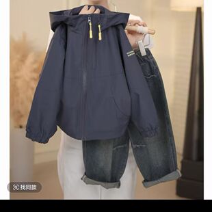 女童外套春秋款儿童洋气双拉链冲锋衣小女孩秋季韩版时髦外套男童