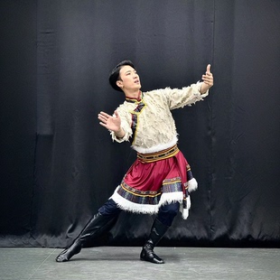 藏族服装男藏袍上衣成人舞蹈演出服衬衫传统民族服饰艺考表演服饰