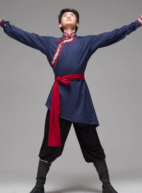 蒙古舞蹈演出服男成人蒙族舞艺考练功服饰民族风蒙族2026新款套装