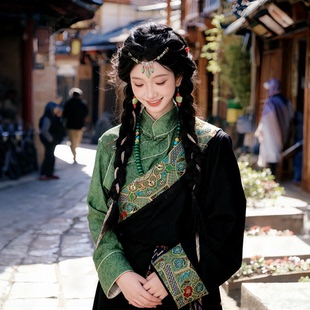 藏袍藏族服装女士套装西藏旅拍写真艺考演出服舞蹈服新款高档全套